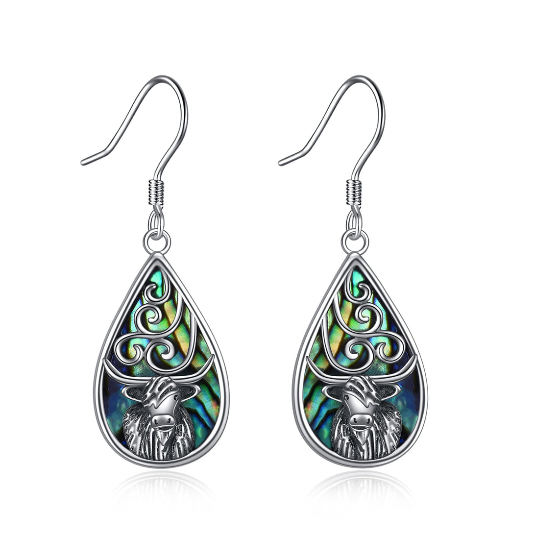 Lovcia Sterling Silver Celtic Bull Teardrop Earrings for Women-Earrings-Silver-Silver