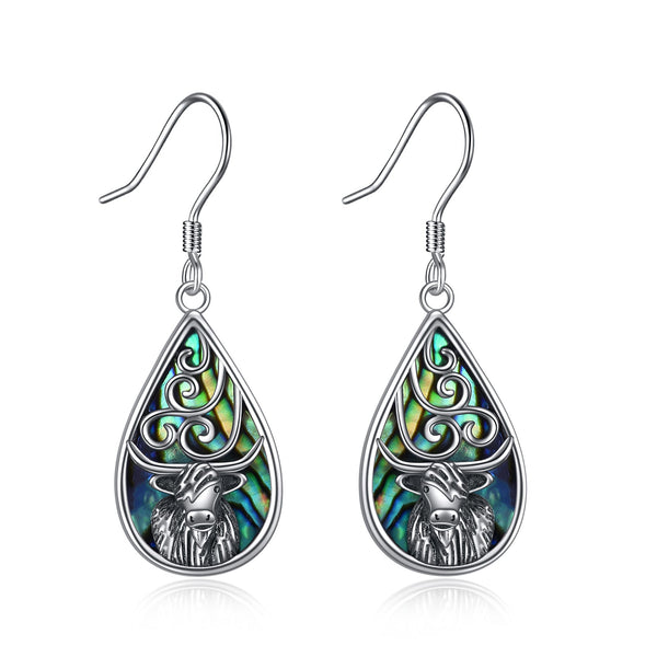 Lovcia Sterling Silver Celtic Bull Teardrop Earrings for Women-Earrings-Silver-Silver