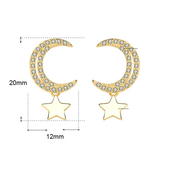 Lovcia Sterling Silver Crescent Moon and Stars Stud Earrings for Women with AAA Cubic Zirconia-Earrings-Silver-Silver