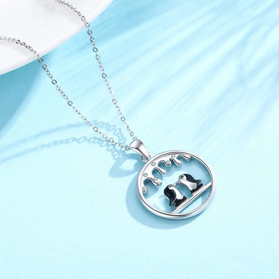 Lovcia Sterling Silver Cute Animal Penguin Pendant Necklaces Jewellery-Necklaces-21mm-21mm