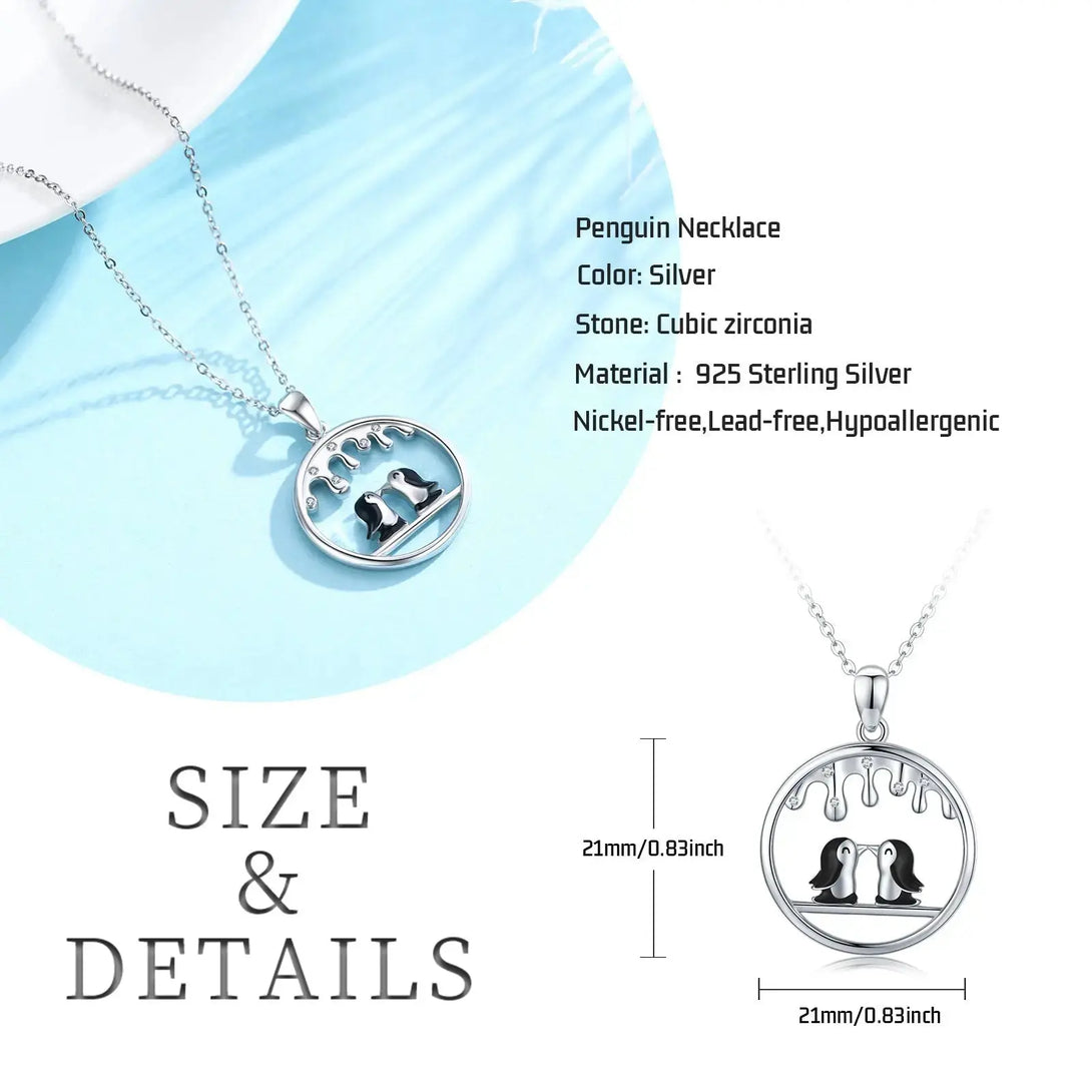 Lovcia Sterling Silver Cute Animal Penguin Pendant Necklaces Jewellery-Necklaces-21mm-21mm