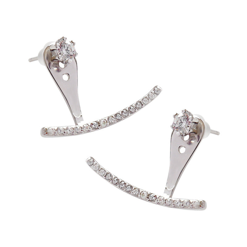 Lovcia Sterling Silver CZ Half Arc Stud Earrings 4mm-Earrings-