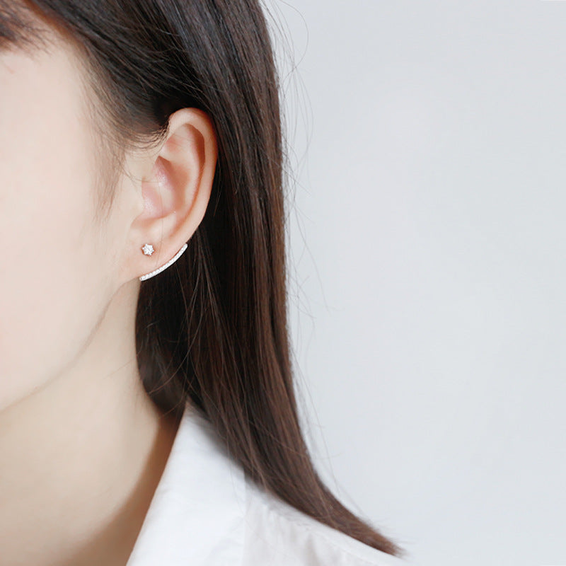 Lovcia Sterling Silver CZ Half Arc Stud Earrings 4mm-Earrings-