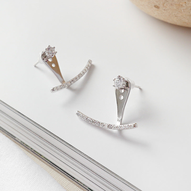 Lovcia Sterling Silver CZ Half Arc Stud Earrings 4mm-Earrings-