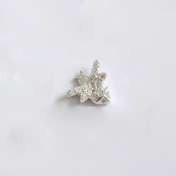 Lovcia Sterling Silver CZ Honey Bee Stud Earring 8mm Single-Earrings-Rhodium (Single)-