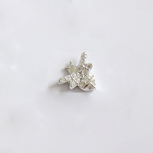 Lovcia Sterling Silver CZ Honey Bee Stud Earring 8mm Single-Earrings-Rhodium (Single)-