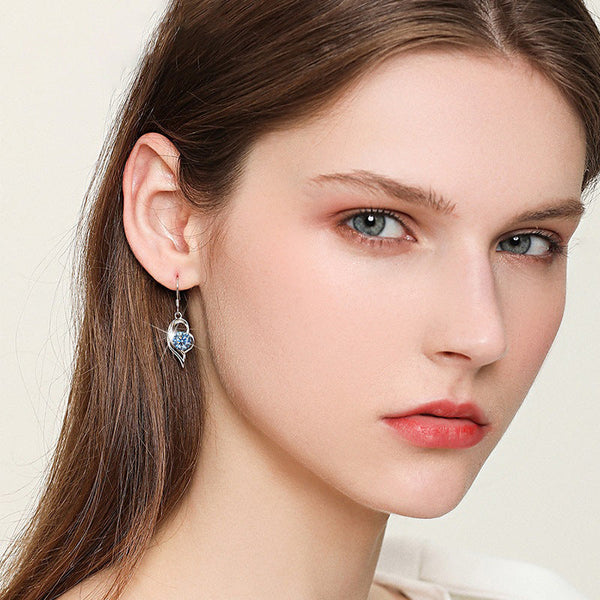 Lovcia Sterling Silver Earrings for Women with Moissanite Diamonds and Swiss Blue Topaz-Earrings-Dcolor Mosang diamond earring-Dcolor Mosang diamond earring