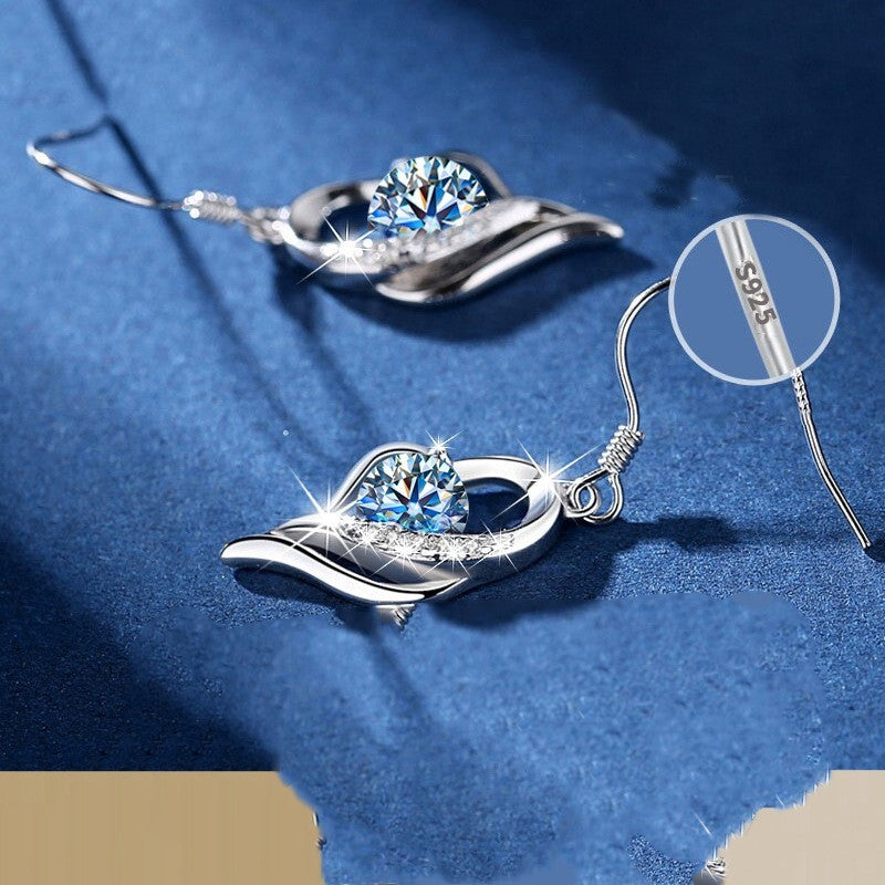 Lovcia Sterling Silver Earrings for Women with Moissanite Diamonds and Swiss Blue Topaz-Earrings-Dcolor Mosang diamond earring-Dcolor Mosang diamond earring