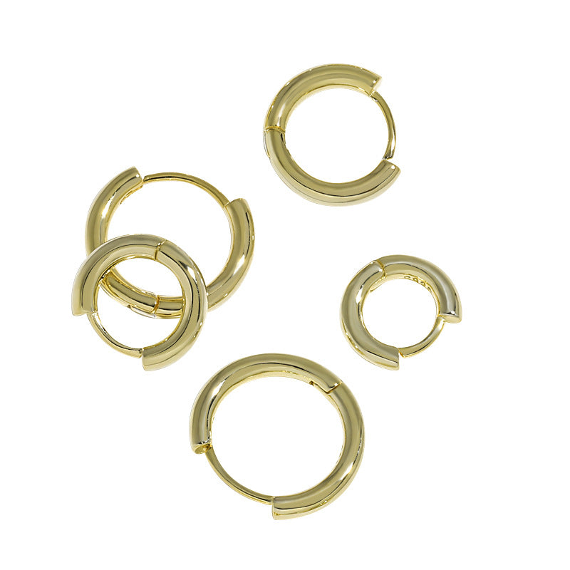 Lovcia Sterling Silver Geometric Circle Huggie Hoop Earrings for Women with 18K Gold Plated Options-Earrings-Rhodium-6mm-Rhodium