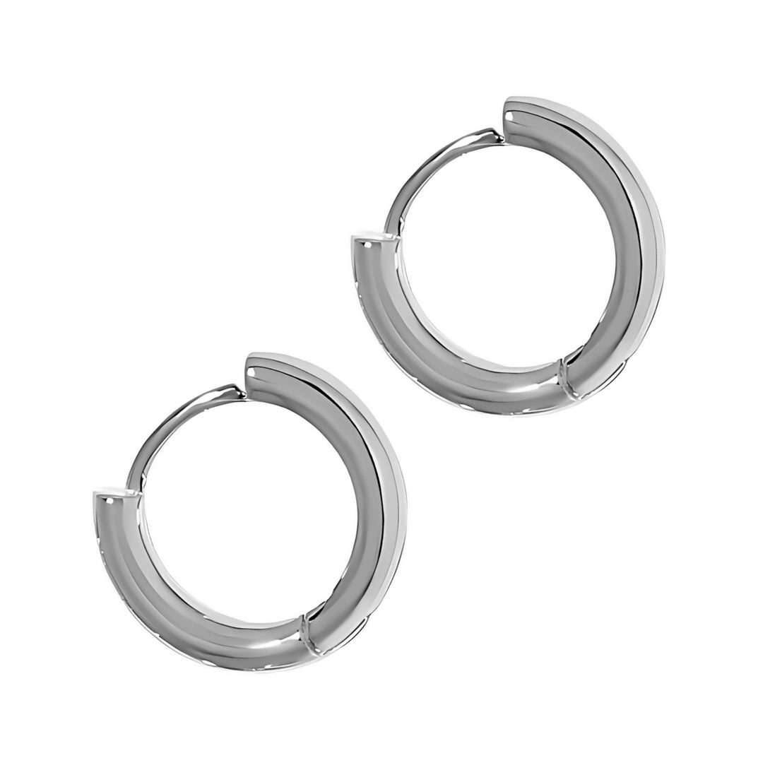 Lovcia Sterling Silver Geometric Circle Huggie Hoop Earrings for Women with 18K Gold Plated Options-Earrings-Rhodium-6mm-Rhodium