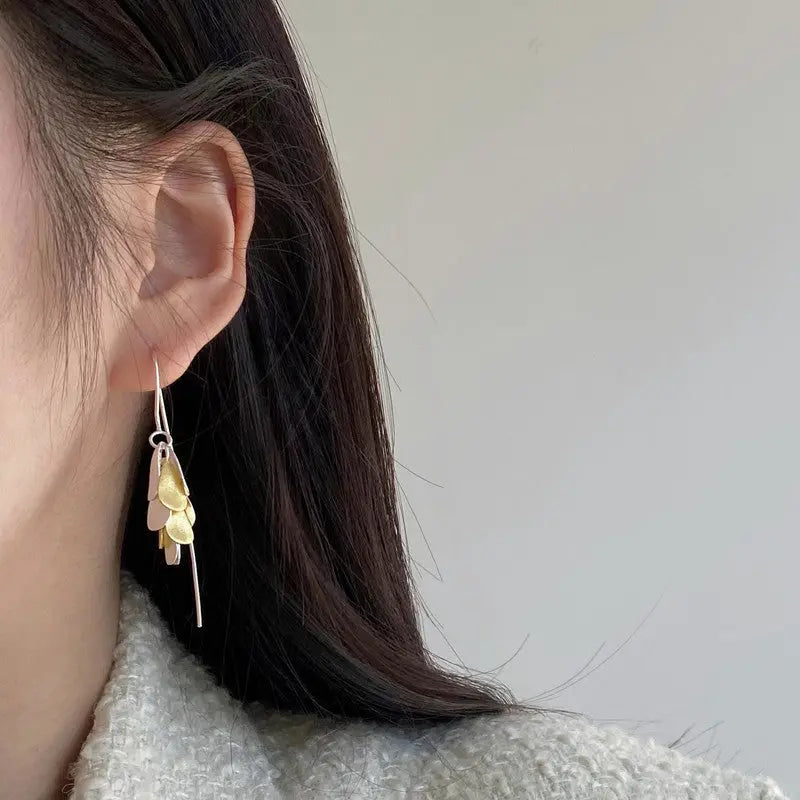 Lovcia Sterling Silver Geometric Frosted Flower Petal Earrings for Women-Earrings-Silver-Silver