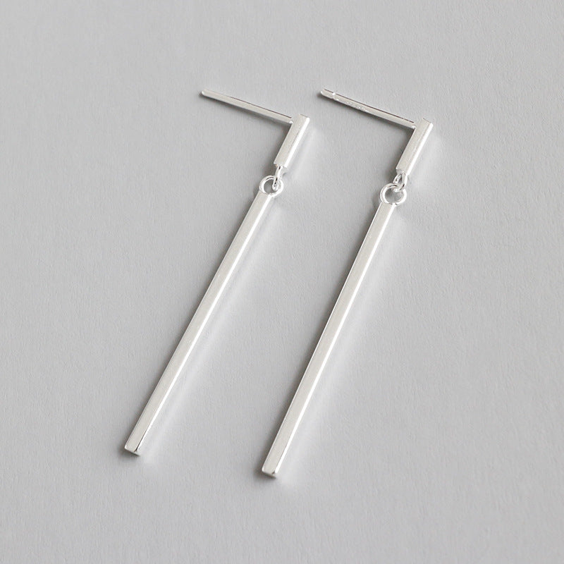 Lovcia Sterling Silver Geometric Rectangle Drop Earrings for Women-Earrings-Rhodium-Rhodium