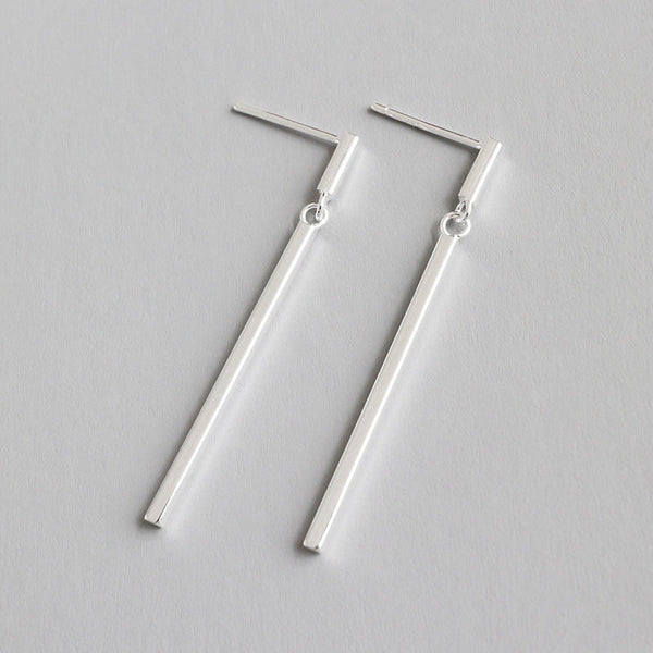 Lovcia Sterling Silver Geometric Rectangle Drop Earrings for Women-Earrings-Rhodium-Rhodium