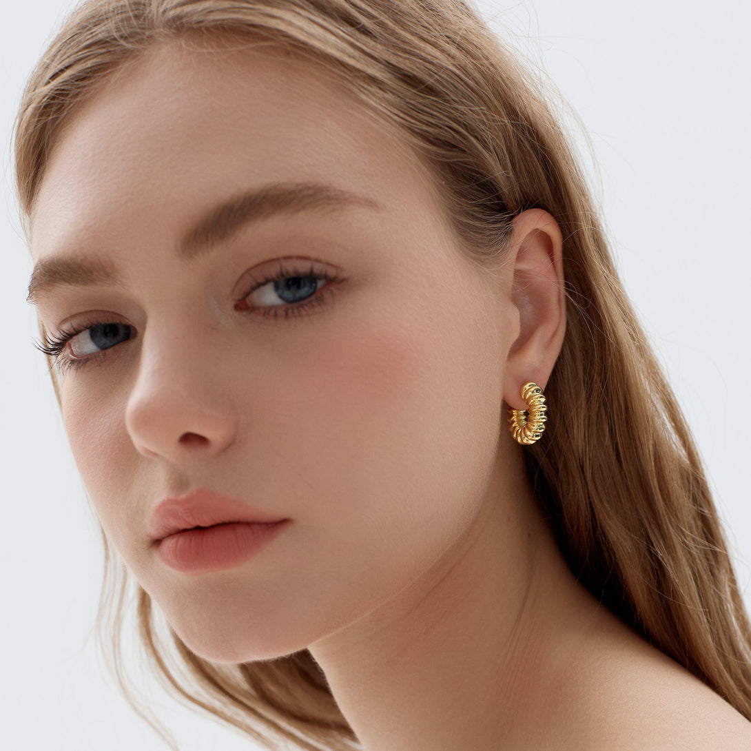 Lovcia Sterling Silver Gold Plated Oversized Hoop Earrings-Earrings-Yellow Gold-Yellow Gold