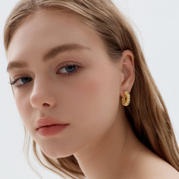 LOVCIA Oversized Bold Hoop Earrings for Women in Solid 999 Sterling Silver with 18K Gold Plating