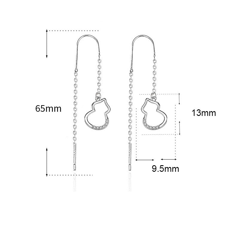 Lovcia Sterling Silver Gourd Shaped Dangling Earrings for Women with Cubic Zirconia-Earrings-Silver-Silver