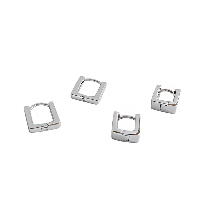 Lovcia Sterling Silver Hollow Geometry Square Hoop Earrings-Earrings-Large Earrings-