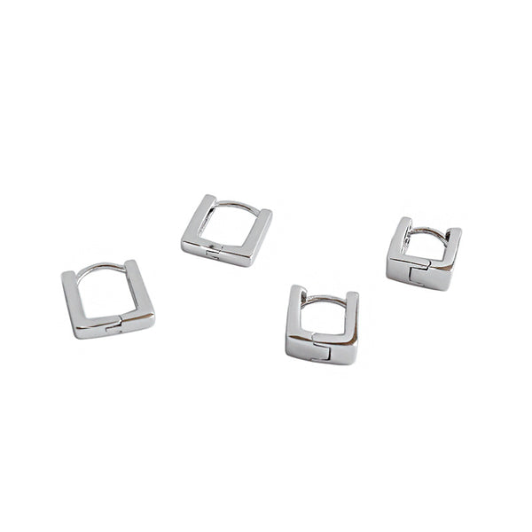 Lovcia Sterling Silver Hollow Geometry Square Hoop Earrings-Earrings-Large Earrings-