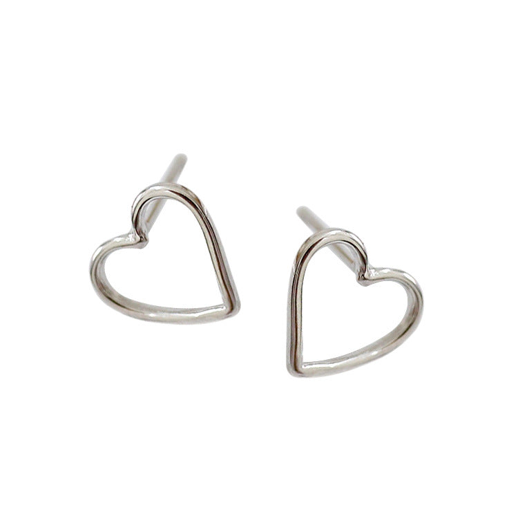 Lovcia Sterling Silver Hollow Heart Promise Stud Earrings for Women-Earrings-Rhodium-Rhodium