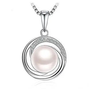 Lovcia Sterling Silver Infinity Pearl Pendant Necklace with Sparkling Zirconia Accents for Women - Elegant Eternity Design-Necklaces-Fresh Water Pearl With Chain-925 Silver-Fresh Water Pearl With Chain