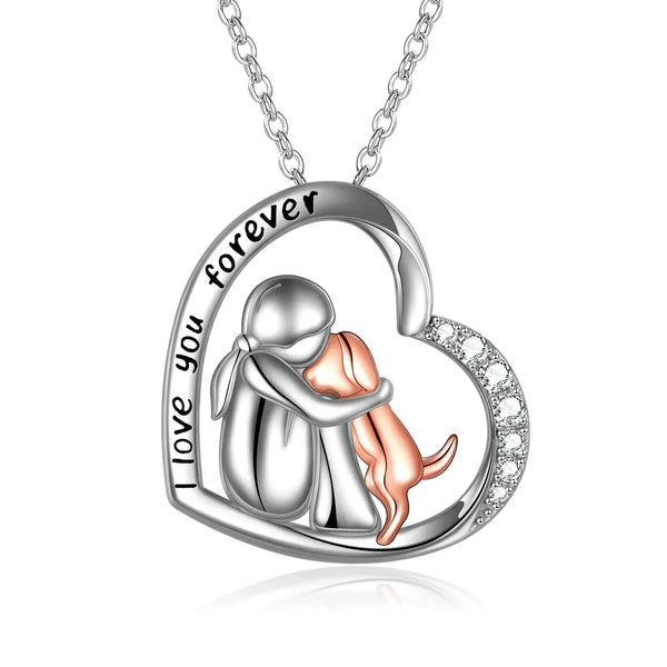 Lovcia Sterling Silver Keepsake Dog Lover Memorial Pendant Necklace Gifts for Women-Necklaces-Silver-0.83*0.88inch-Silver