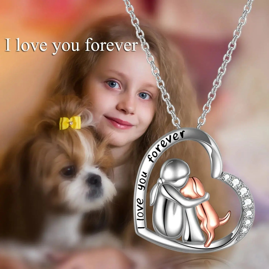 Lovcia Sterling Silver Keepsake Dog Lover Memorial Pendant Necklace Gifts for Women-Necklaces-Silver-0.83*0.88inch-Silver
