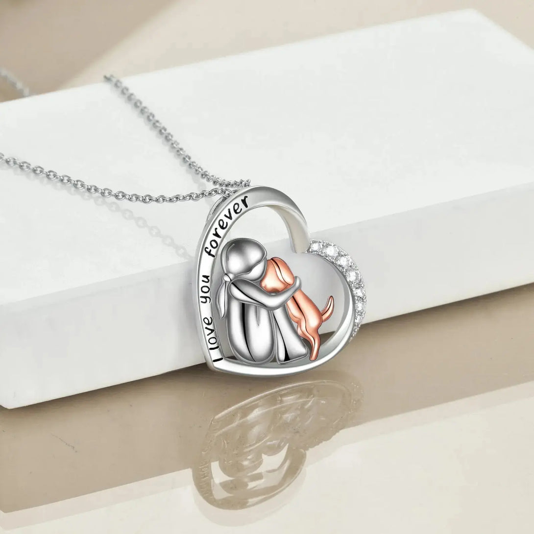 Lovcia Sterling Silver Keepsake Dog Lover Memorial Pendant Necklace Gifts for Women-Necklaces-Silver-0.83*0.88inch-Silver
