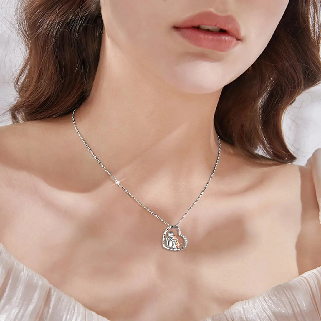 Lovcia Sterling Silver Keepsake Dog Lover Memorial Pendant Necklace Gifts for Women-Necklaces-Silver-0.83*0.88inch-Silver