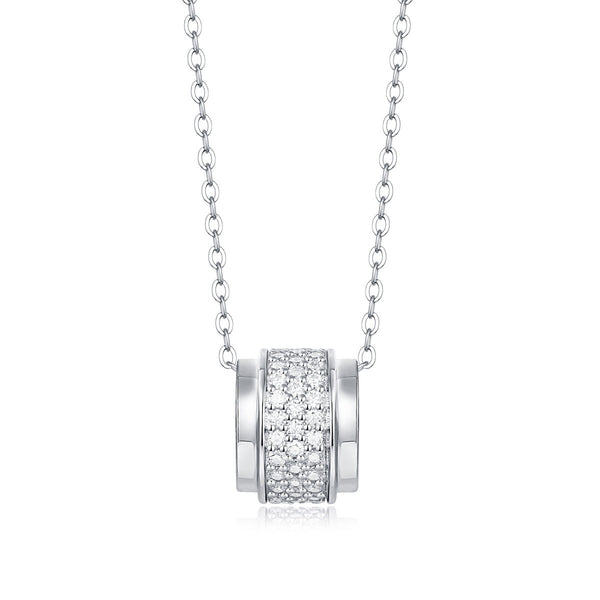 Lovcia Sterling Silver Lucky Bead CZ Necklace 0.69ct-Necklaces-Moissanite CZ ( Certificate Included )-Moissanite CZ ( Certificate Included )