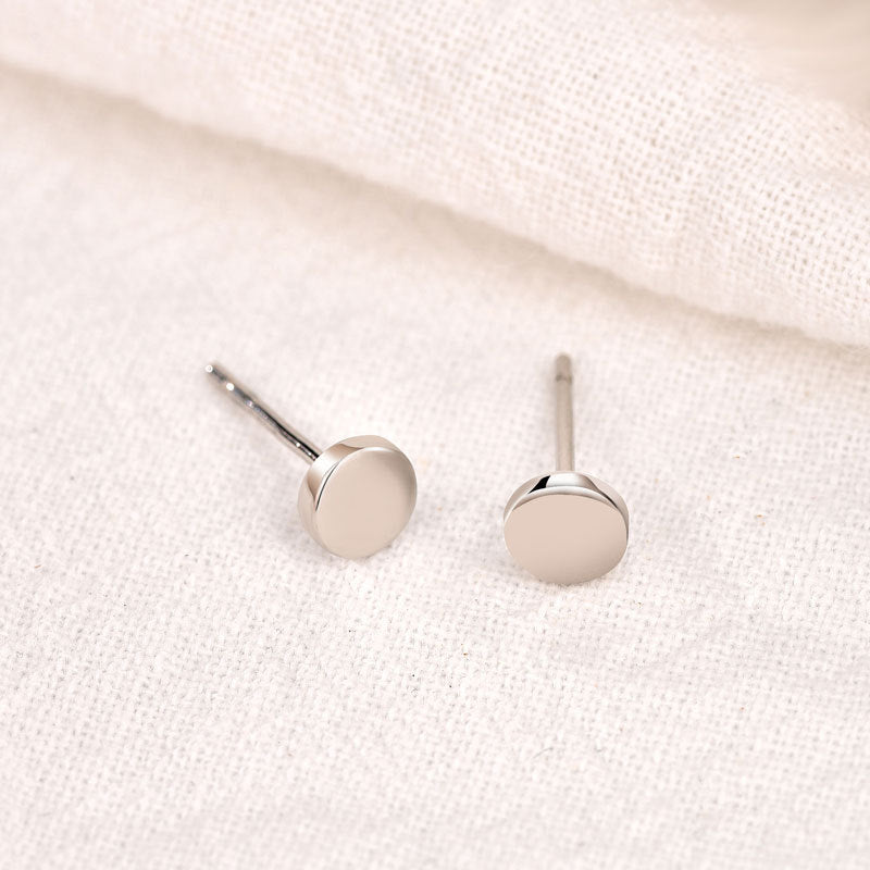 Lovcia Sterling Silver Mini Round Stud Earrings for Women with Rhodium Plating-Earrings-Silver-Silver