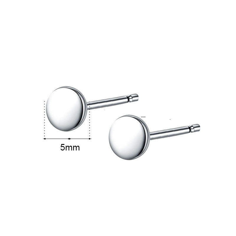 Lovcia Sterling Silver Mini Round Stud Earrings for Women with Rhodium Plating-Earrings-Silver-Silver
