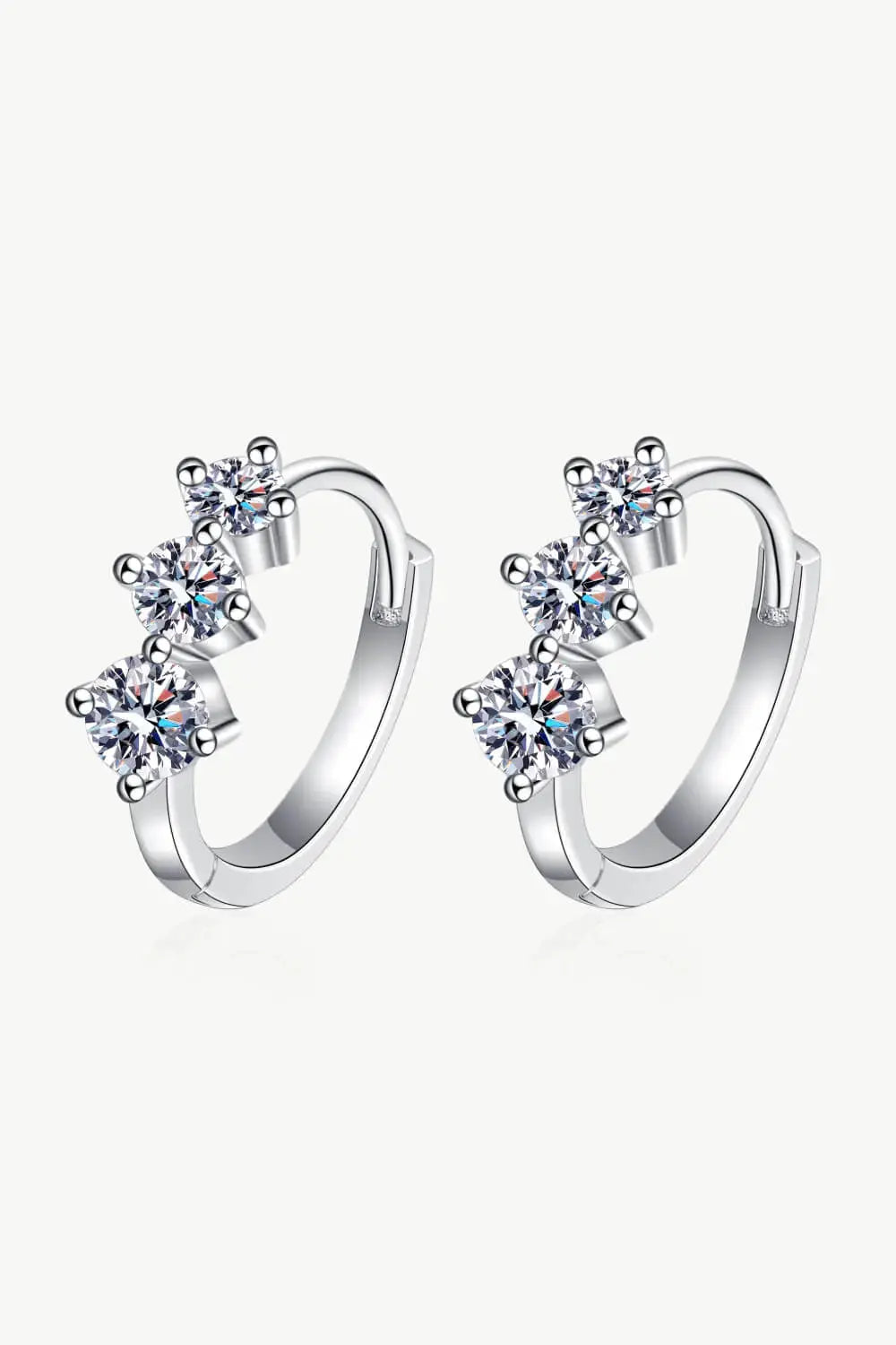 Lovcia Sterling Silver Moissanite Huggie Earrings-Earrings-Silver-One Size-Silver