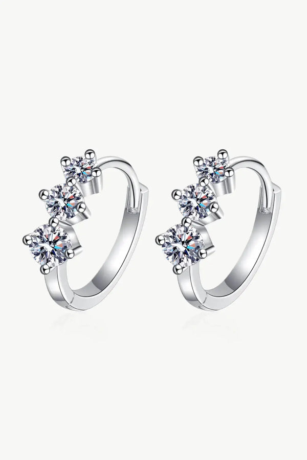 Lovcia Sterling Silver Moissanite Huggie Earrings-Earrings-Silver-One Size-Silver
