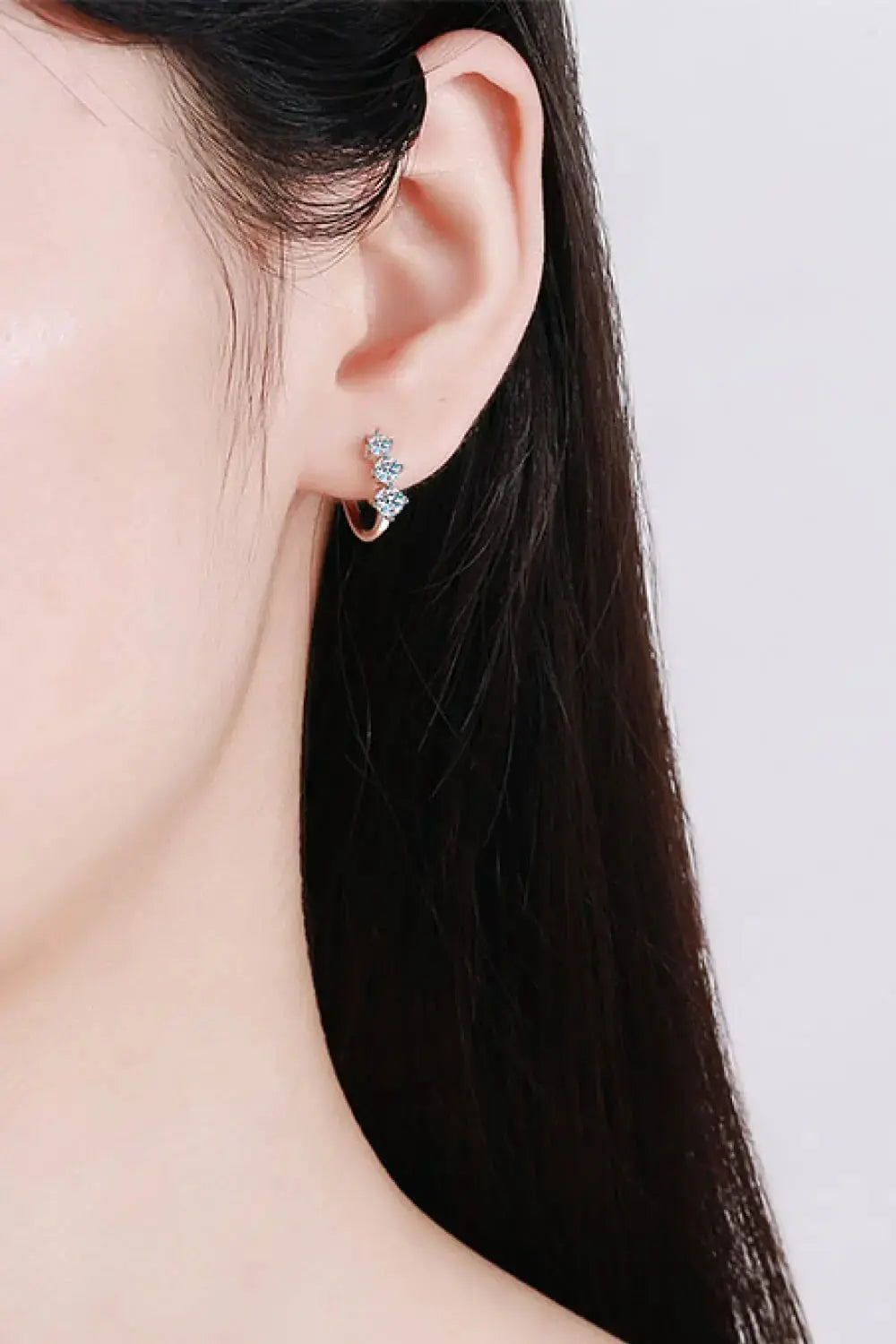 Lovcia Sterling Silver Moissanite Huggie Earrings-Earrings-Silver-One Size-Silver