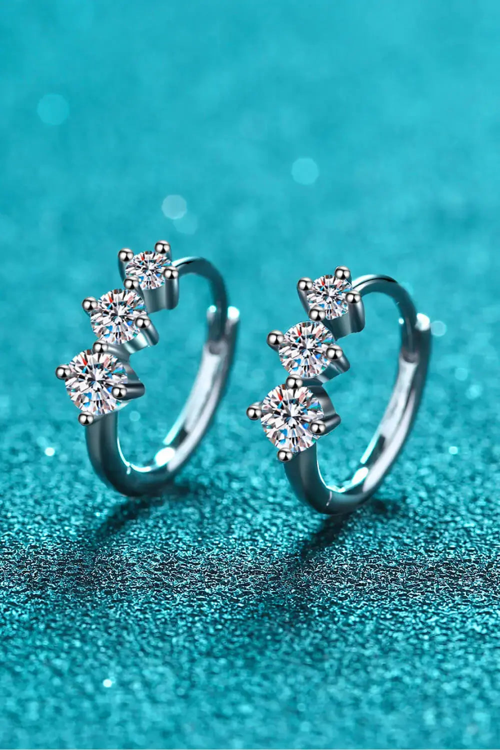 Lovcia Sterling Silver Moissanite Huggie Earrings-Earrings-Silver-One Size-Silver