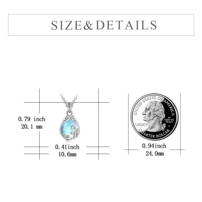 Lovcia Sterling Silver Moonstone Filigree Teardrop Necklace Jewellery-Necklaces-Silver-0.41*0.79 inches-Silver