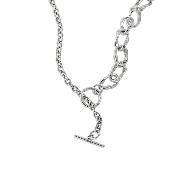 Lovcia Sterling Silver No Plating Asymmetry Lock Necklace-Necklaces-No Plating-No Plating