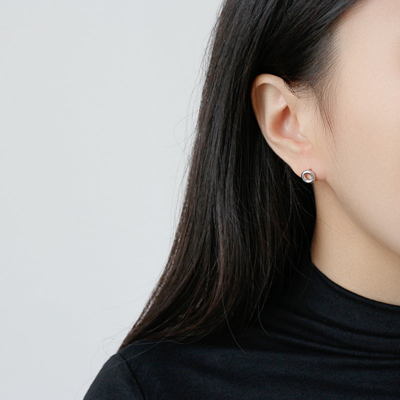 Lovcia Sterling Silver Rhodium-Plated Doughnut Stud Earrings for Women-Earrings-Rhodium-Rhodium