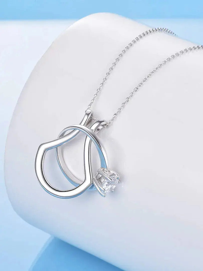 Lovcia Sterling Silver Ring Holder Necklace Pendant Jewellery for Women-Necklaces-rose gold-Cable Chain-rose gold