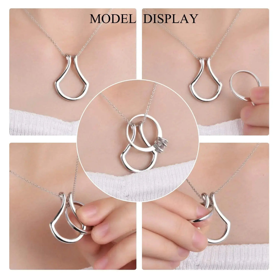 Lovcia Sterling Silver Ring Holder Necklace Pendant Jewellery for Women-Necklaces-rose gold-Cable Chain-rose gold