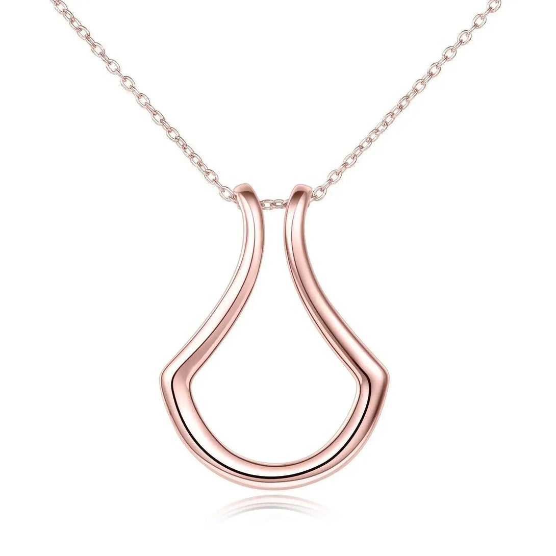 Lovcia Sterling Silver Ring Holder Necklace Pendant Jewellery for Women-Necklaces-rose gold-Cable Chain-rose gold