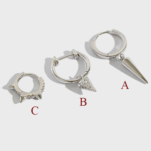 Lovcia Sterling Silver Rivet and Hoop Earrings for Women with AAA Cubic Zirconia-Earrings-A - Rivet Earring-A - Rivet Earring