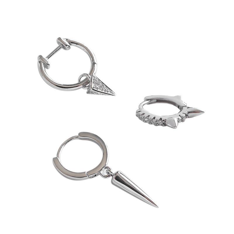 Lovcia Sterling Silver Rivet and Hoop Earrings for Women with AAA Cubic Zirconia-Earrings-A - Rivet Earring-A - Rivet Earring