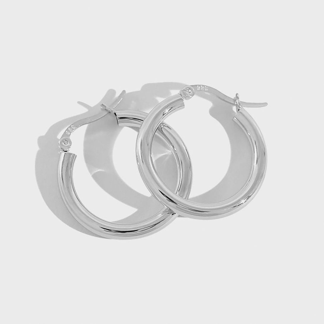 Lovcia Sterling Silver Round Circle Huggie Hoop Earrings for Women with 18K Gold/Rhodium Plating-Earrings-Rhodium-Rhodium