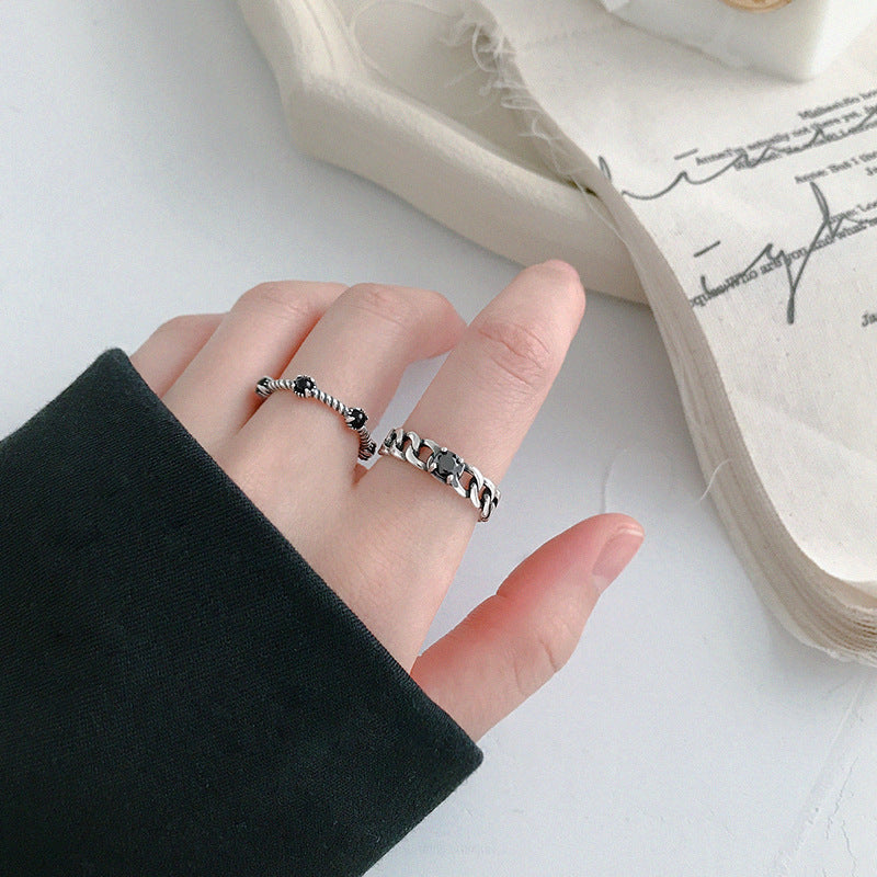 Lovcia Sterling Silver Shell Pearl Ring Twisted CZ Chain-Rings-#1037-#1037