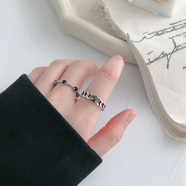 Lovcia Sterling Silver Shell Pearl Ring Twisted CZ Chain-Rings-#1037-#1037