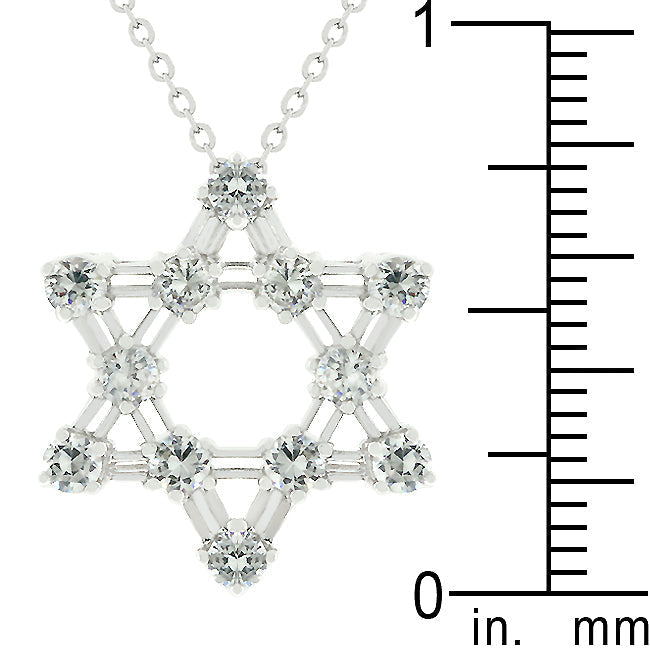 Lovcia Sterling Silver Star of David Necklace with Cubic Zirconia Accents-Pendants-