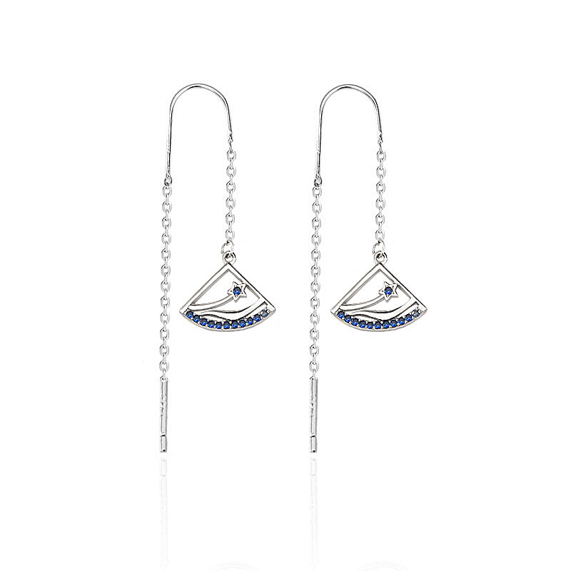 Lovcia Sterling Silver Starry Sea Tassel Earrings for Women with AAA Cubic Zirconia-Earrings-Silver-Silver