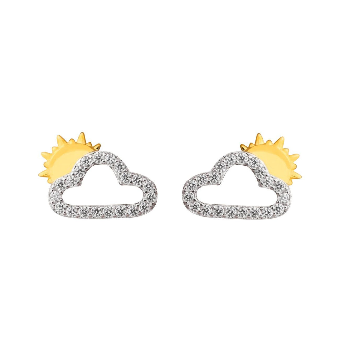 Lovcia Sterling Silver Sun and Cloud Stud Earrings for Women with AAA Cubic Zirconia-Earrings-