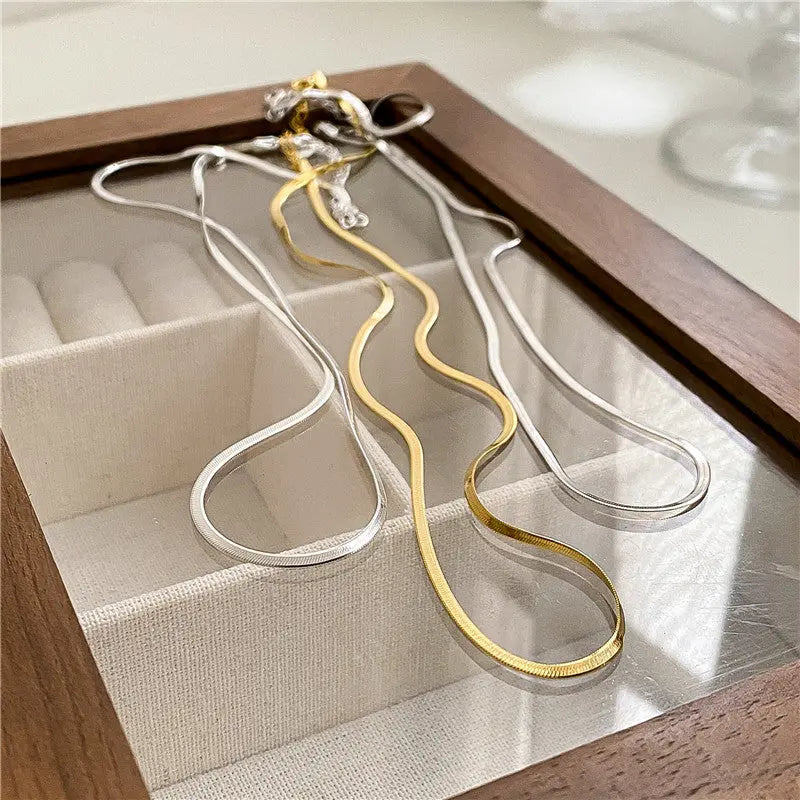 Lovcia Sterling Silver Vintage Clavicle Chain Necklace for Women